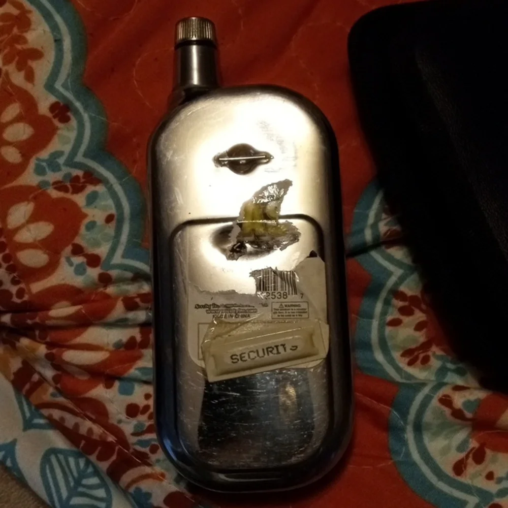 Silver Retro Cell Phone Flask with Black Case